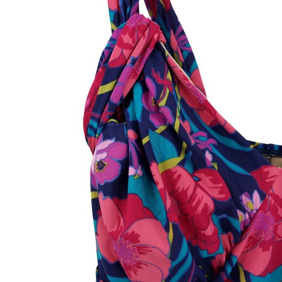 Lands End Floral Faux Wrap One Piece Swimsuit Size 20W Slimming Underwire Pink - Picture 3 of 10